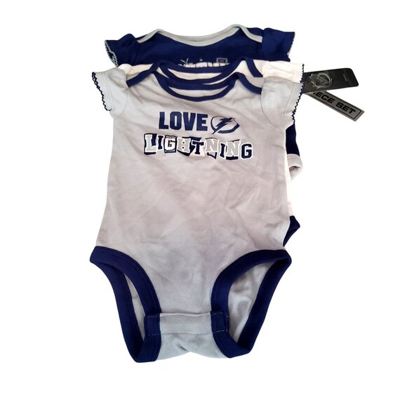 Tampa Bay Lightning Baby Onesie 3-Piece Set 3/6M Cotton• Team logo design - Picture 5 of 12